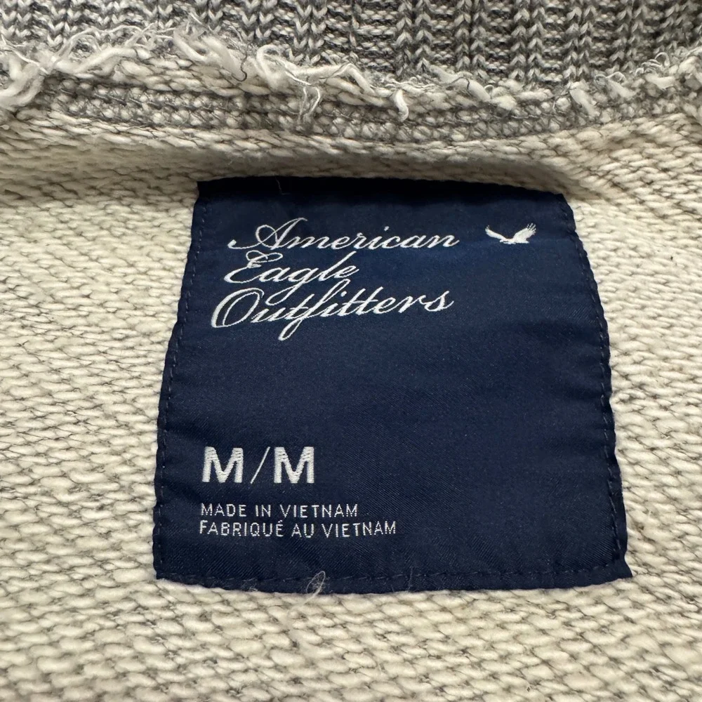 American Eagle Mens Shawl Collar Cardigan Gray Cotton French Terry Sweater M